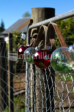 Baubles on a gate