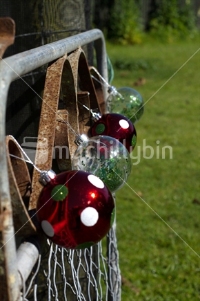 Baubles on a gate