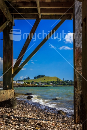 View of  Mangere Mountain  from Manukau Harbour in Onehunga