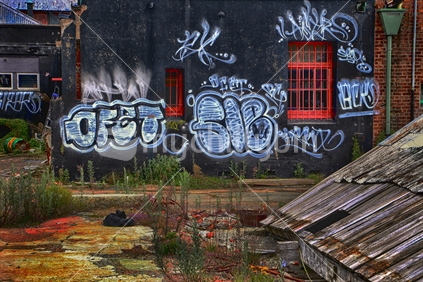 Walking through graffiti covered walls in Christchurch