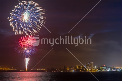 Fireworks on the Tauranga harbour .