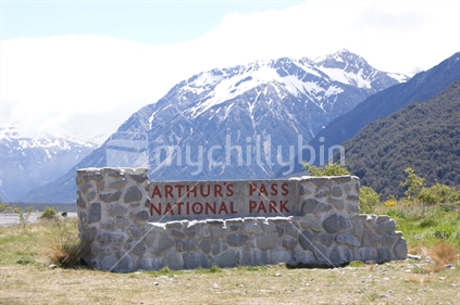 Arthurs Pass National Park Sign