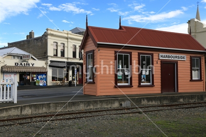 Oamaru's Harbourside Railway Station which is still in use to board visitors for a ride on the miniature train. 