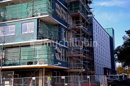 Scaffolding on a wing of Timaru Hospital