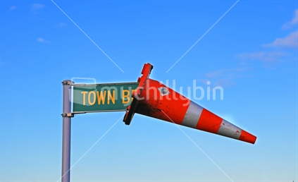 Cone on road sign.