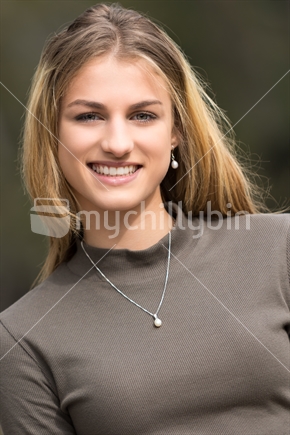Beautiful portrait of young woman smiling