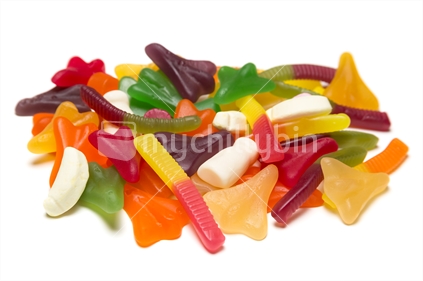 Isolated Assorted Sweet Gummy Lollies 