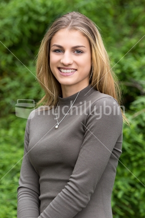 Pretty teenage girl portrait in bush