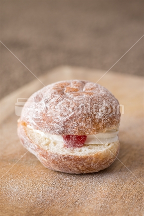 Cream filled donut with jam
