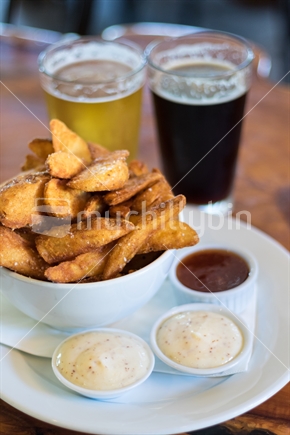 Potato wedges and beer
