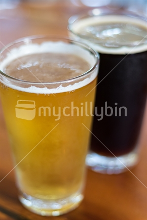 Two glasses of cold beer