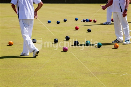 Men playing in bowls tournament