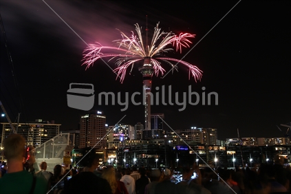 Fireworks off Auckland Sky Tower to Celebrate the New Year