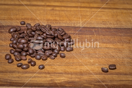 Pile of coffee on wood