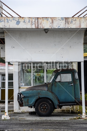 Old Bedford truck left at an abandoned garage