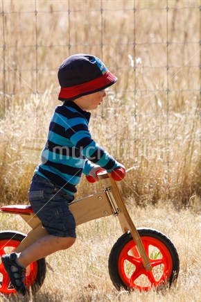 Boy biking.