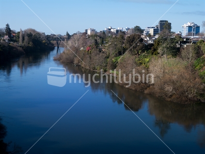 Waikato River taken from Whitiora Bridge in Hamilton