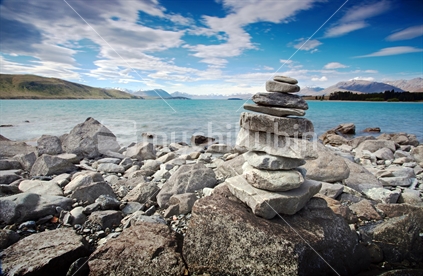Lake Tekapo - Cairn of Stacked Stones
