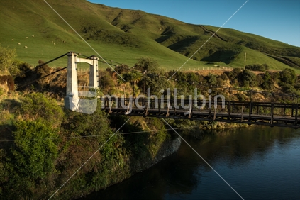 Springvale bridge, crosses the Rangitikei River, seen from the Taihape Napier Road.  A popular camping spot.