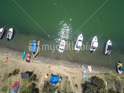 Overhead View of Boats on Lake