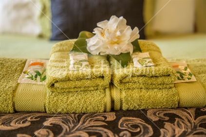 Towels on bed