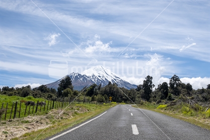 Road to Mount Taranaki, North Island New Zealand.