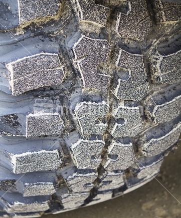 Close up of sandy tire tread