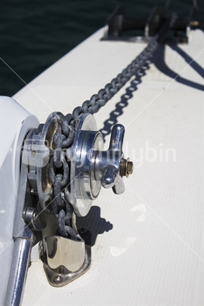 Close up of a boat anchor winch