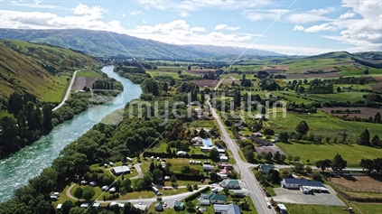 South Island river, town and farms