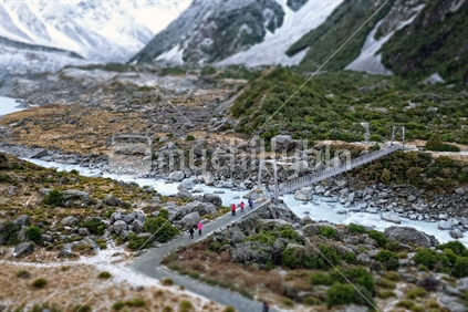People hiking at Mt cook Hooker Valley track