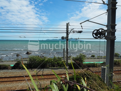 Vulnerable Infrastructure - Low Lying Railway line, Kapiti Island, Kapiti Coast